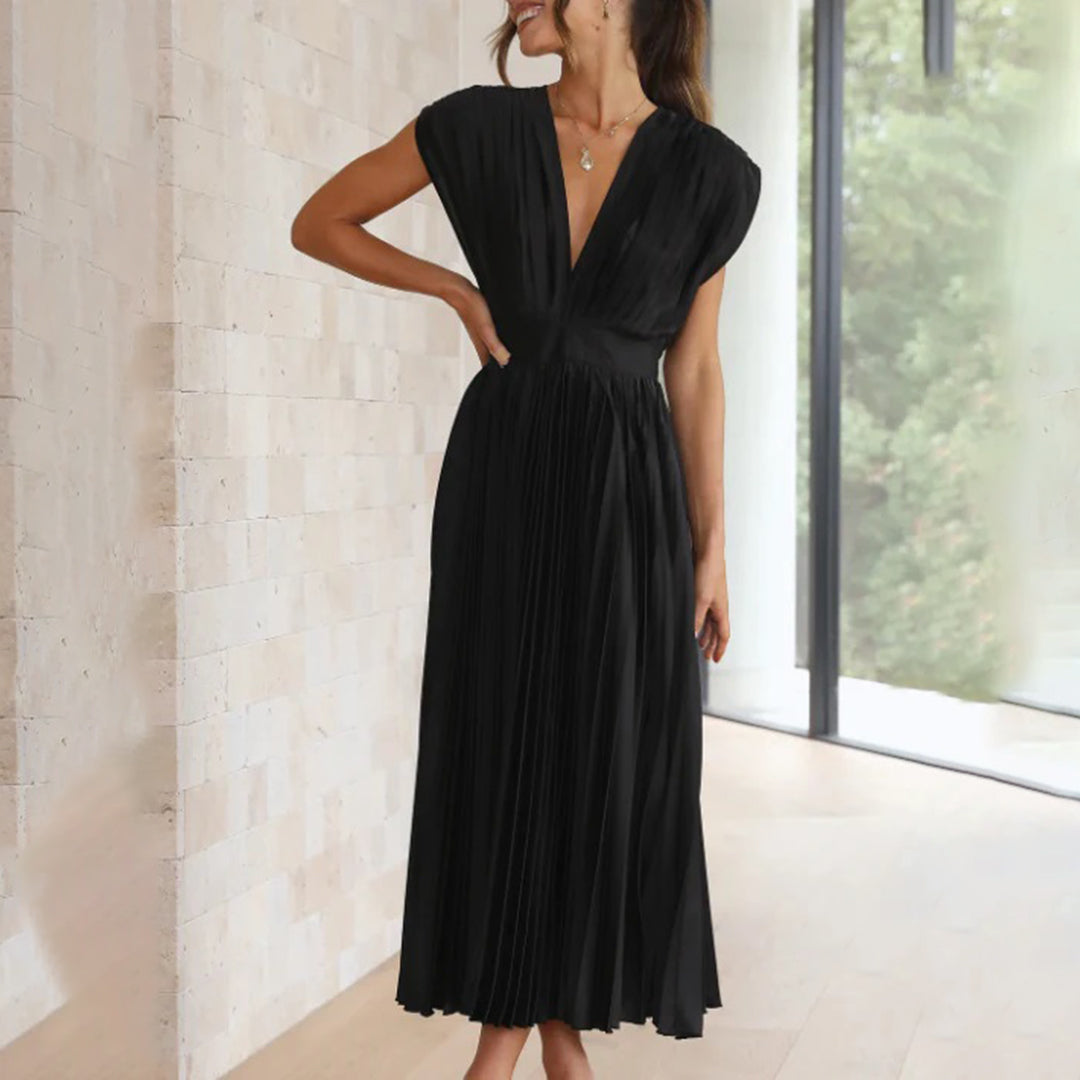Women's Philippa pleated V-neck wedding guest midi dress - view 18