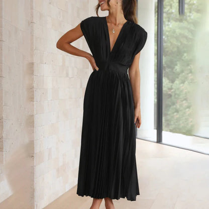 Women's Philippa pleated V-neck wedding guest midi dress - view 18