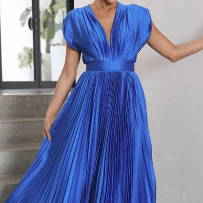 Women's Philippa pleated V-neck wedding guest midi dress - view 20