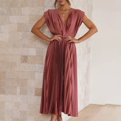 Women's Philippa pleated V-neck wedding guest midi dress - view 9