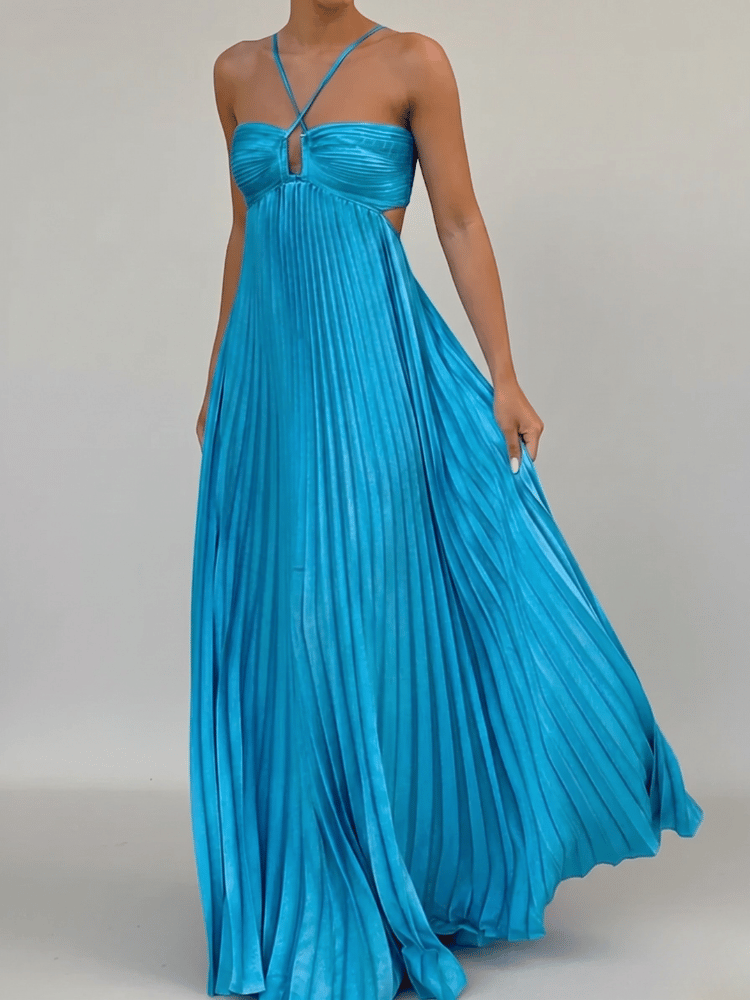 Ophélie | Pleated A-Line Cutout Maxi Dress