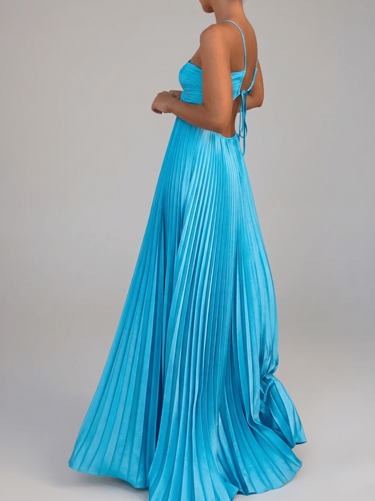 Ophélie | Pleated A-Line Cutout Maxi Dress