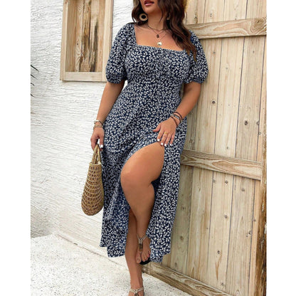 Aravelle | Plus Size Puff Sleeve Maxi Dress