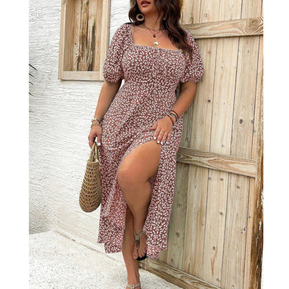 Aravelle | Plus Size Puff Sleeve Maxi Dress