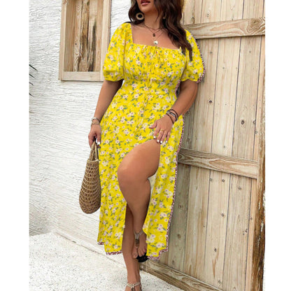 Aravelle | Plus Size Puff Sleeve Maxi Dress