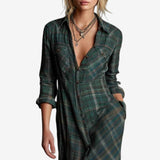 Prudence plaid maxi shirt dress, front view