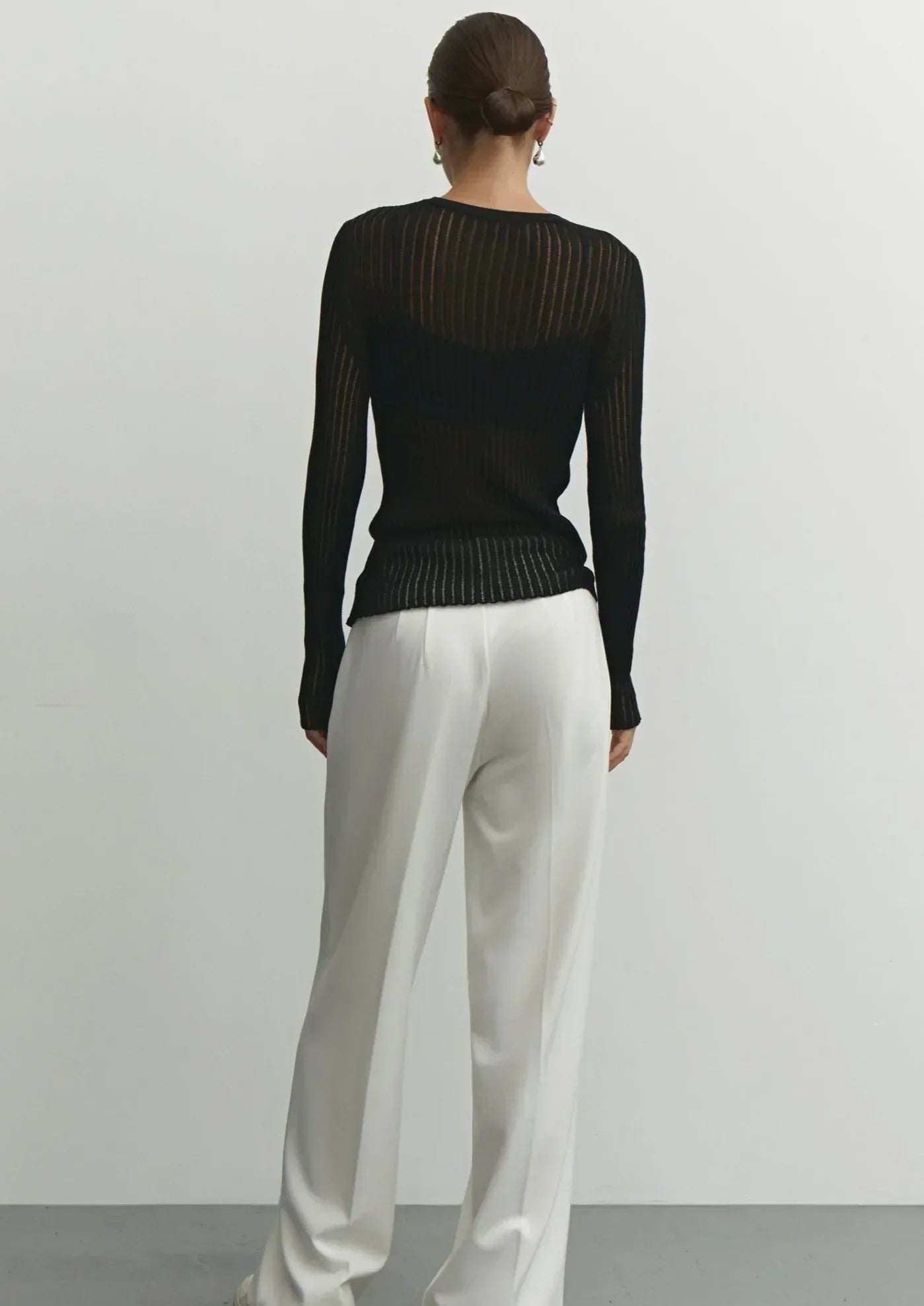 Elianne | Sheer Ribbed Long Sleeve Top