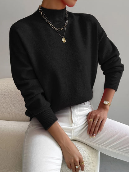 Women's Rhona mock-neck relaxed sweater in Black