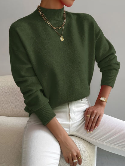 Women's Rhona mock-neck relaxed sweater in Green