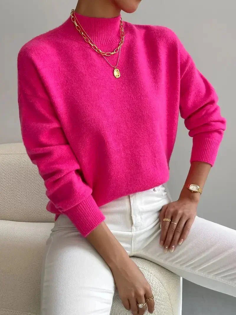 Women's Rhona mock-neck relaxed sweater in Pink