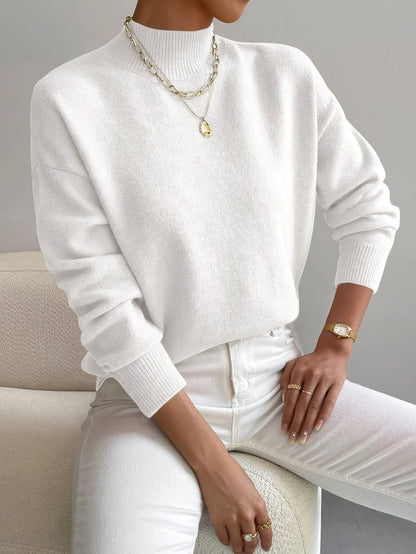 Women's Rhona mock-neck relaxed sweater in White