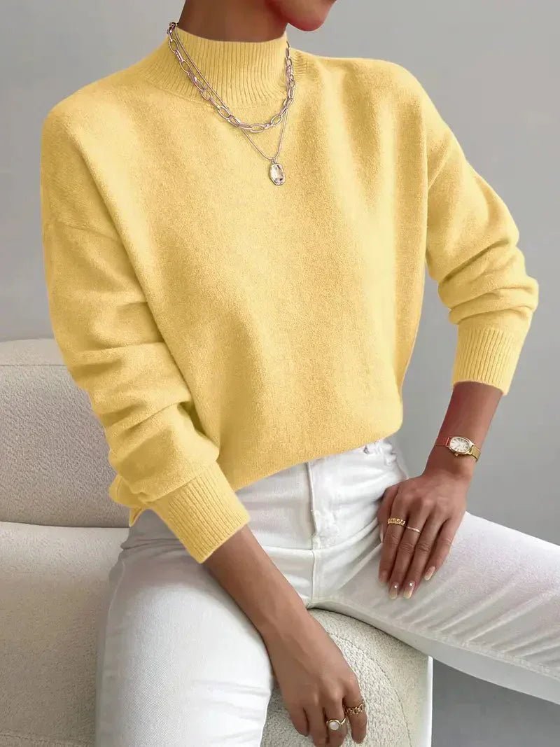 Women's Rhona mock-neck relaxed sweater in Yellow