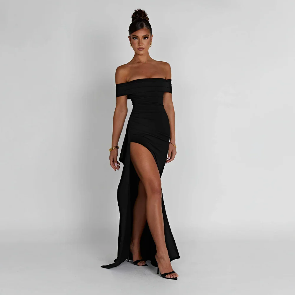 Valessia | Off-Shoulder Split Maxi Dress