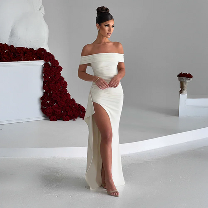 Valessia | Off-Shoulder Split Maxi Dress