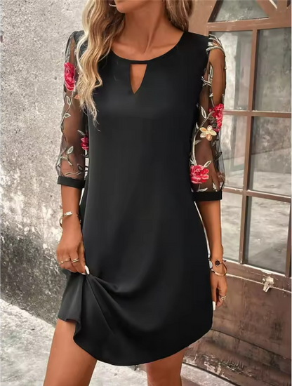 Roselyne | Floral Keyhole Long Sleeve Mini Dress