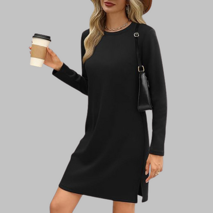 Rowanne | Round Neck Long Sleeve Midi Dress