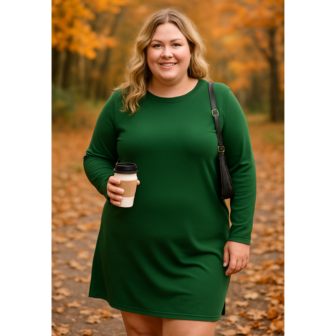 Rowanne | Round Neck Long Sleeve Midi Dress