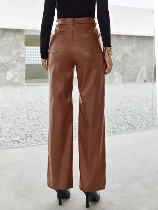 Roxelle | Faux Leather Wide-Leg Pants