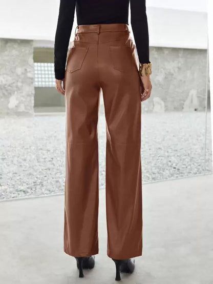 Roxelle | Faux Leather Wide-Leg Pants