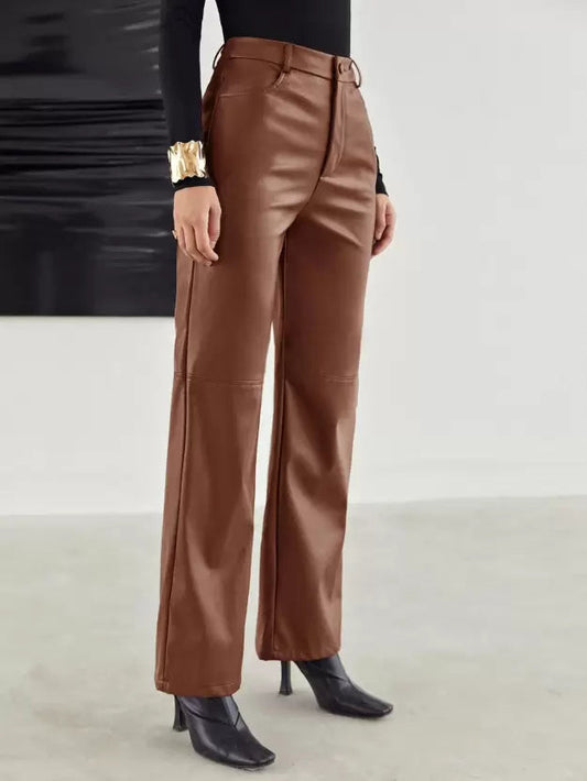Roxelle | Faux Leather Wide-Leg Pants