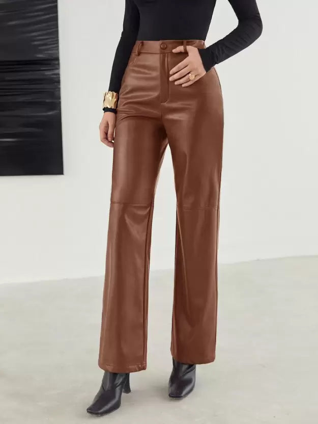 Roxelle | Faux Leather Wide-Leg Pants