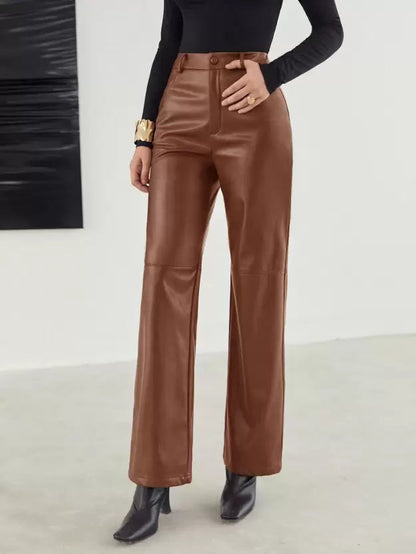 Roxelle | Faux Leather Wide-Leg Pants