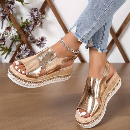 Daniela | Metallic Star Flat Sandals
