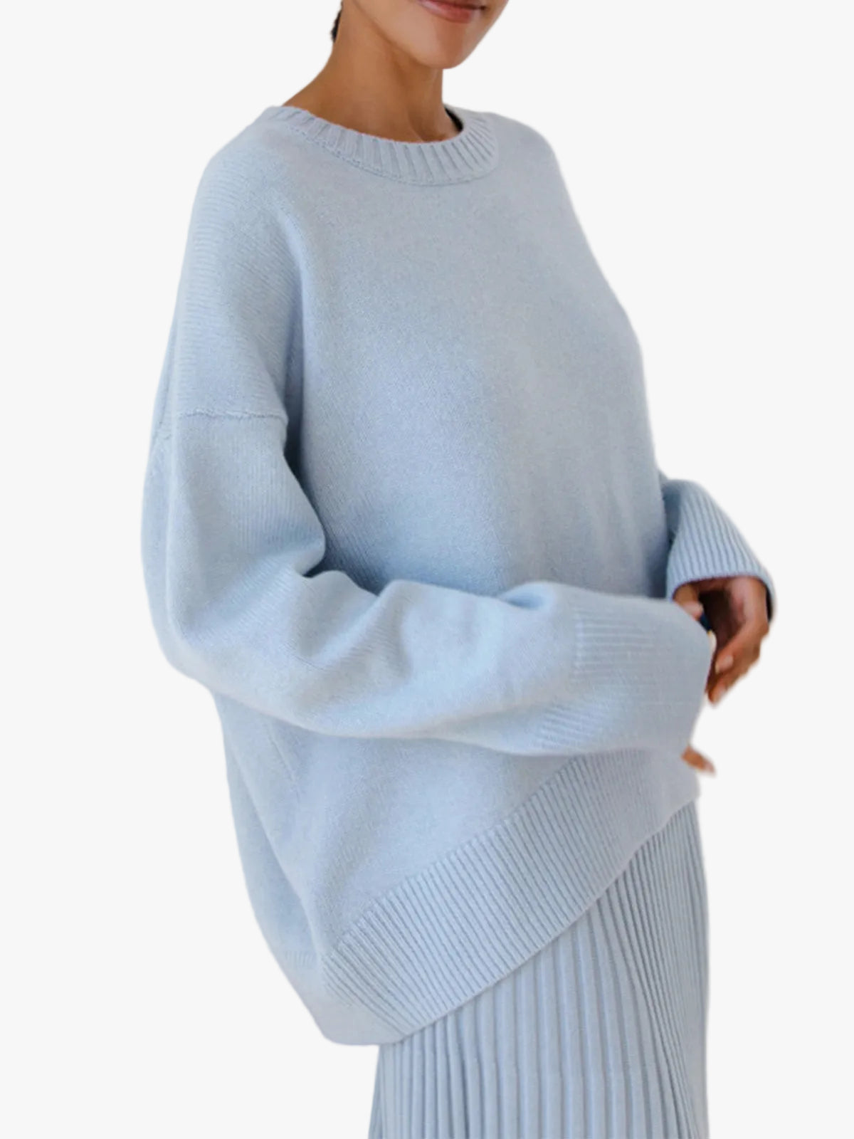Women's Sanna classic crew neck sweater in Light Blue