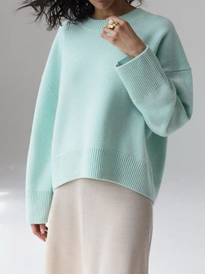Women's Sanna classic crew neck sweater in Teal