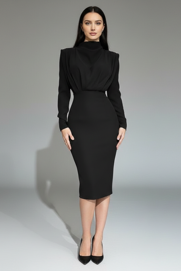 Renée | Mock-Neck Long-Sleeve Maxi Dress
