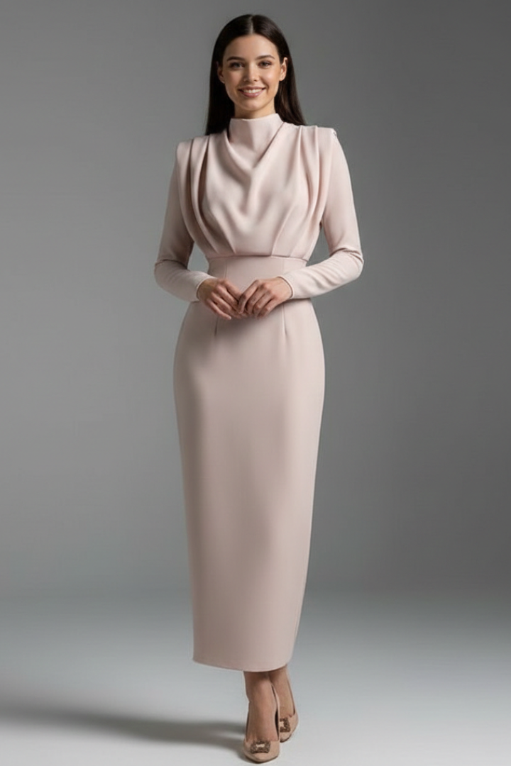 Renée | Mock-Neck Long-Sleeve Maxi Dress