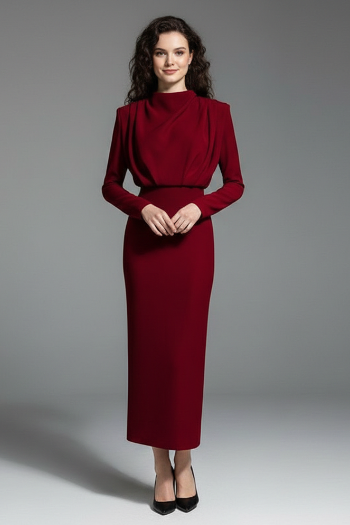 Renée | Mock-Neck Long-Sleeve Maxi Dress