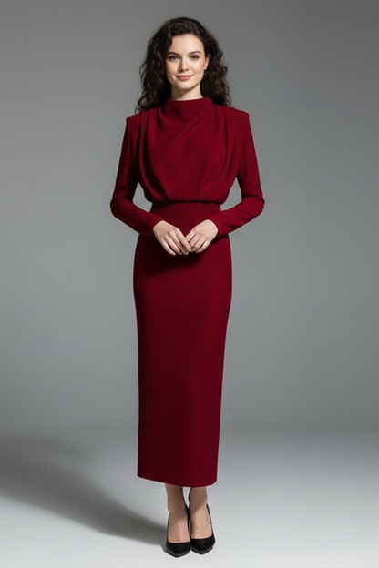 Renée | Mock-Neck Long-Sleeve Maxi Dress