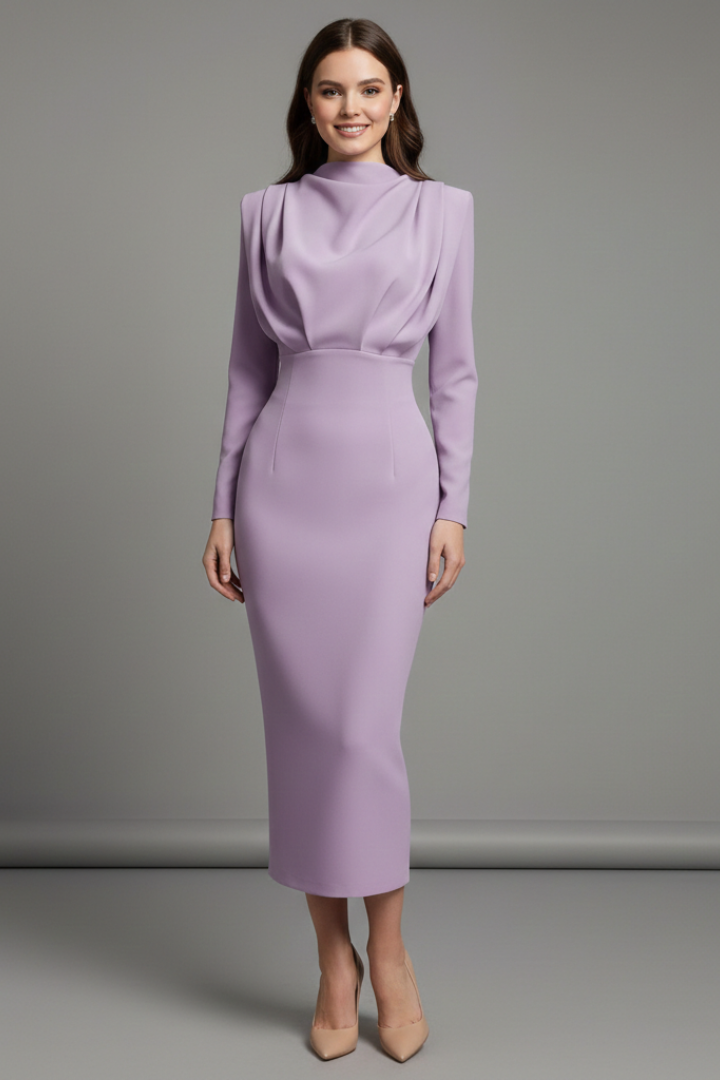 Renée | Mock-Neck Long-Sleeve Maxi Dress