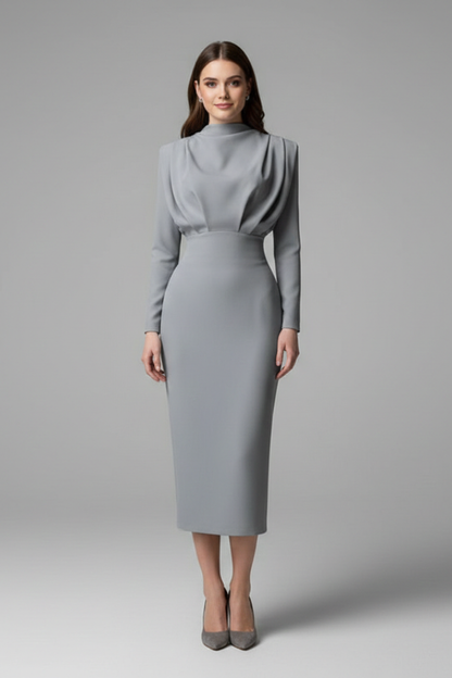 Renée | Mock-Neck Long-Sleeve Maxi Dress