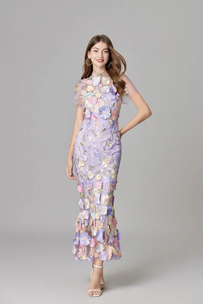 Fioren | Floral Appliqué Sleeveless Maxi Dress