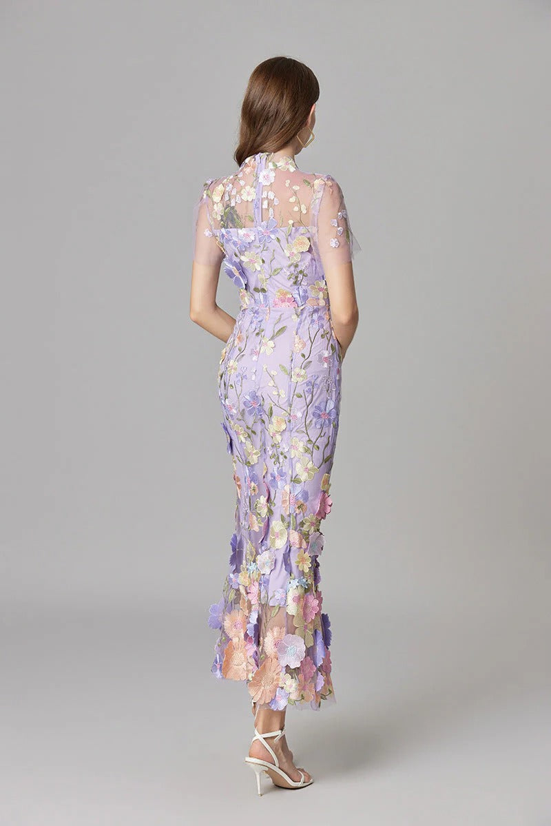 Fioren | Floral Appliqué Sleeveless Maxi Dress