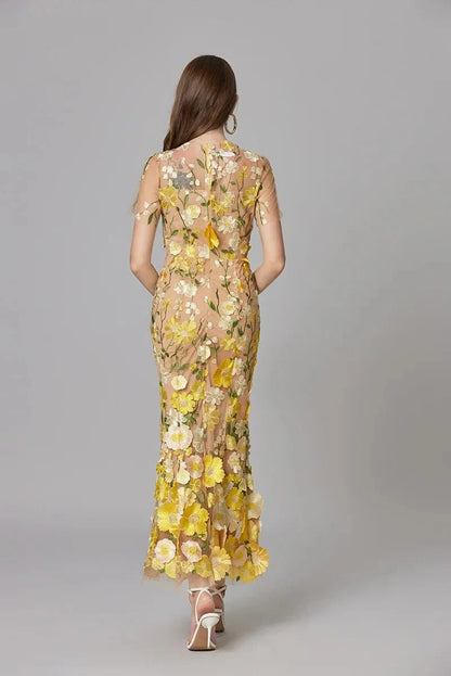 Fioren | Floral Appliqué Sleeveless Maxi Dress