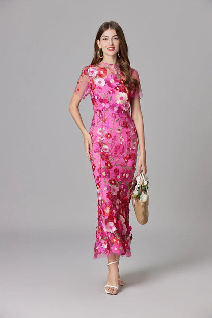 Fioren | Floral Appliqué Sleeveless Maxi Dress