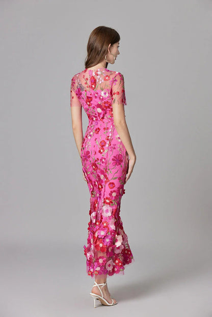 Fioren | Floral Appliqué Sleeveless Maxi Dress