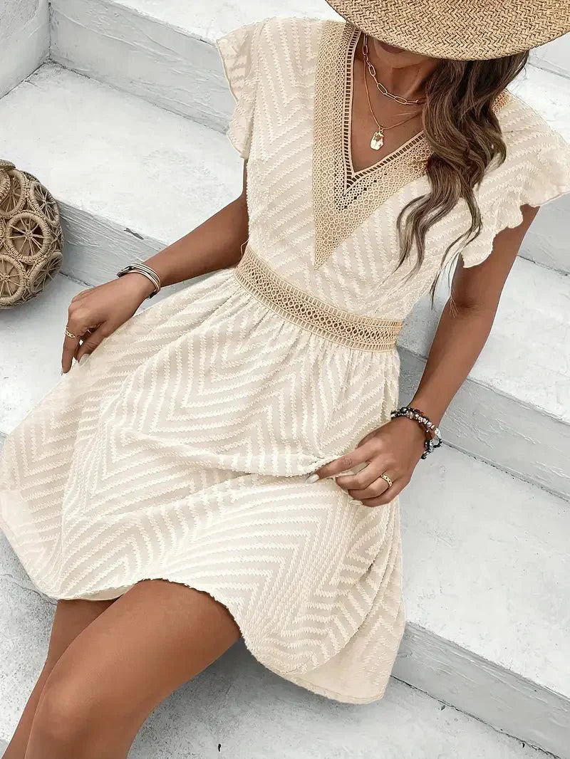 Sévane | V-Neck Openwork Mini Dress
