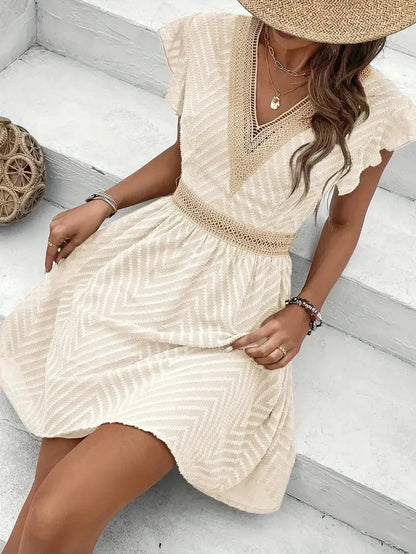 Sévane | V-Neck Openwork Mini Dress