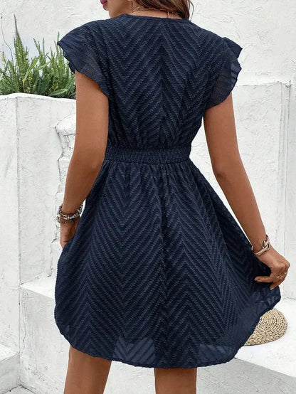 Sévane | V-Neck Openwork Mini Dress