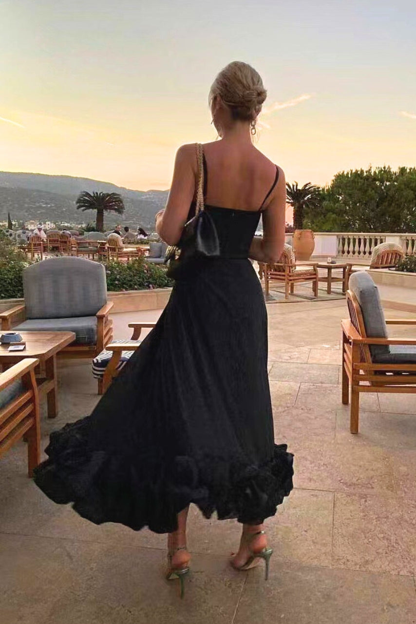Ravenne | Sleeveless Black Evening Maxi Dress
