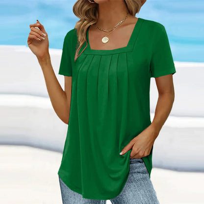 Camélia | Square Neck Pleated Blouse
