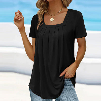 Camélia | Square Neck Pleated Blouse