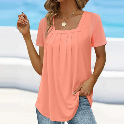 Camélia | Square Neck Pleated Blouse