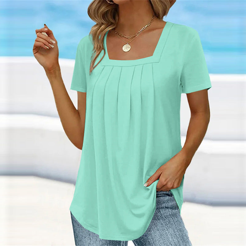 Camélia | Square Neck Pleated Blouse