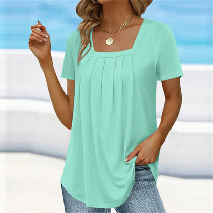 Camélia | Square Neck Pleated Blouse