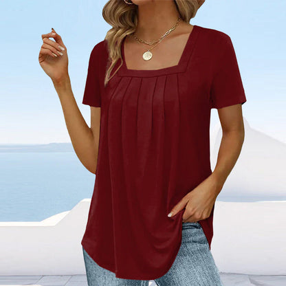 Camélia | Square Neck Pleated Blouse